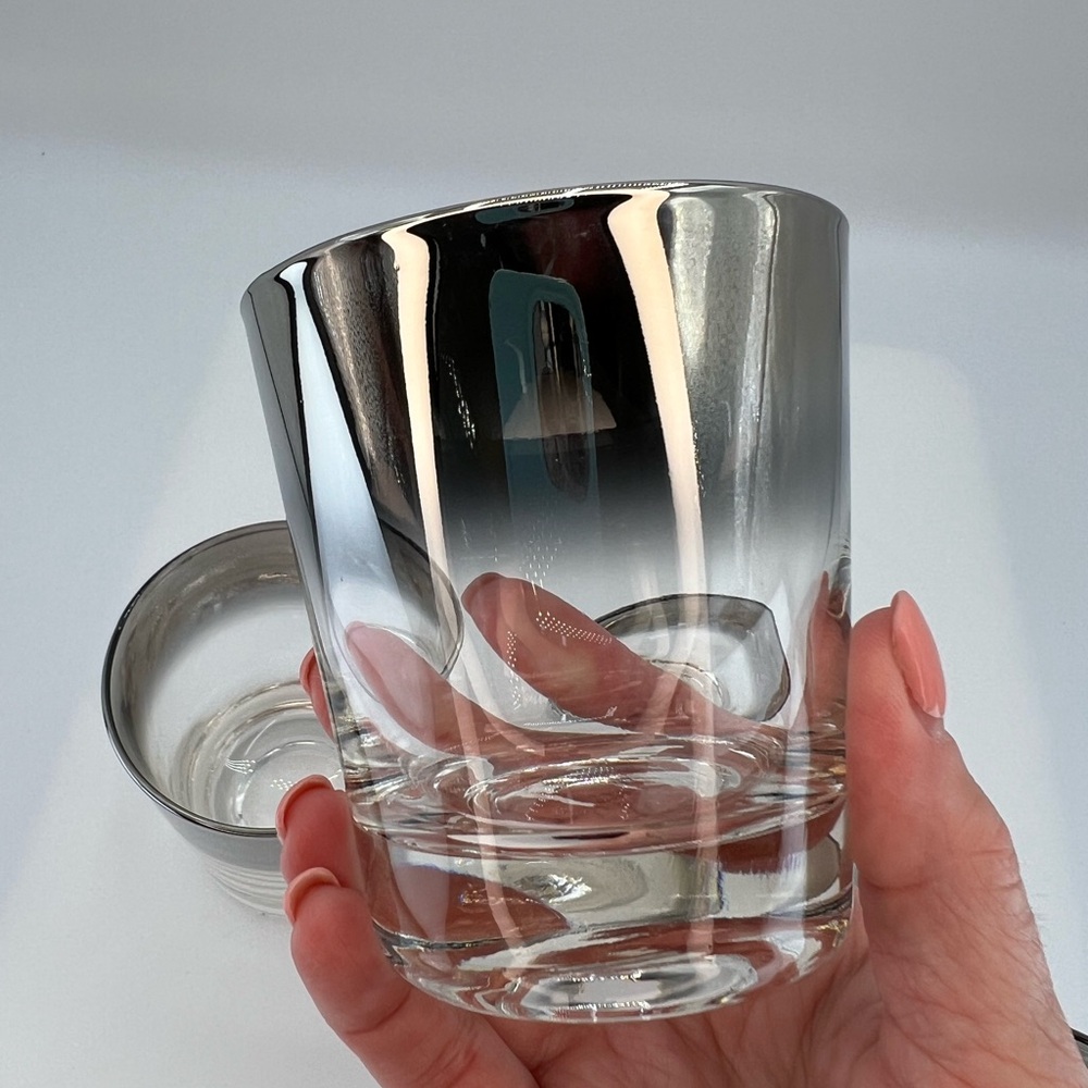 MCM Dorothy Thorpe Style Silver Fade 10oz Old Fashioned Rocks Glasses Set of 4. - Picture 3 of 8